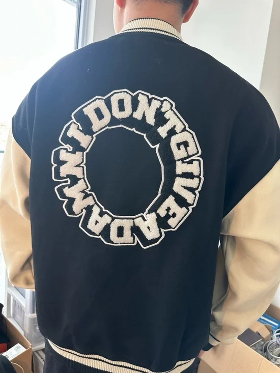 Classic Black and Cream Varsity Jacket - Men's - Picture 4 of 4